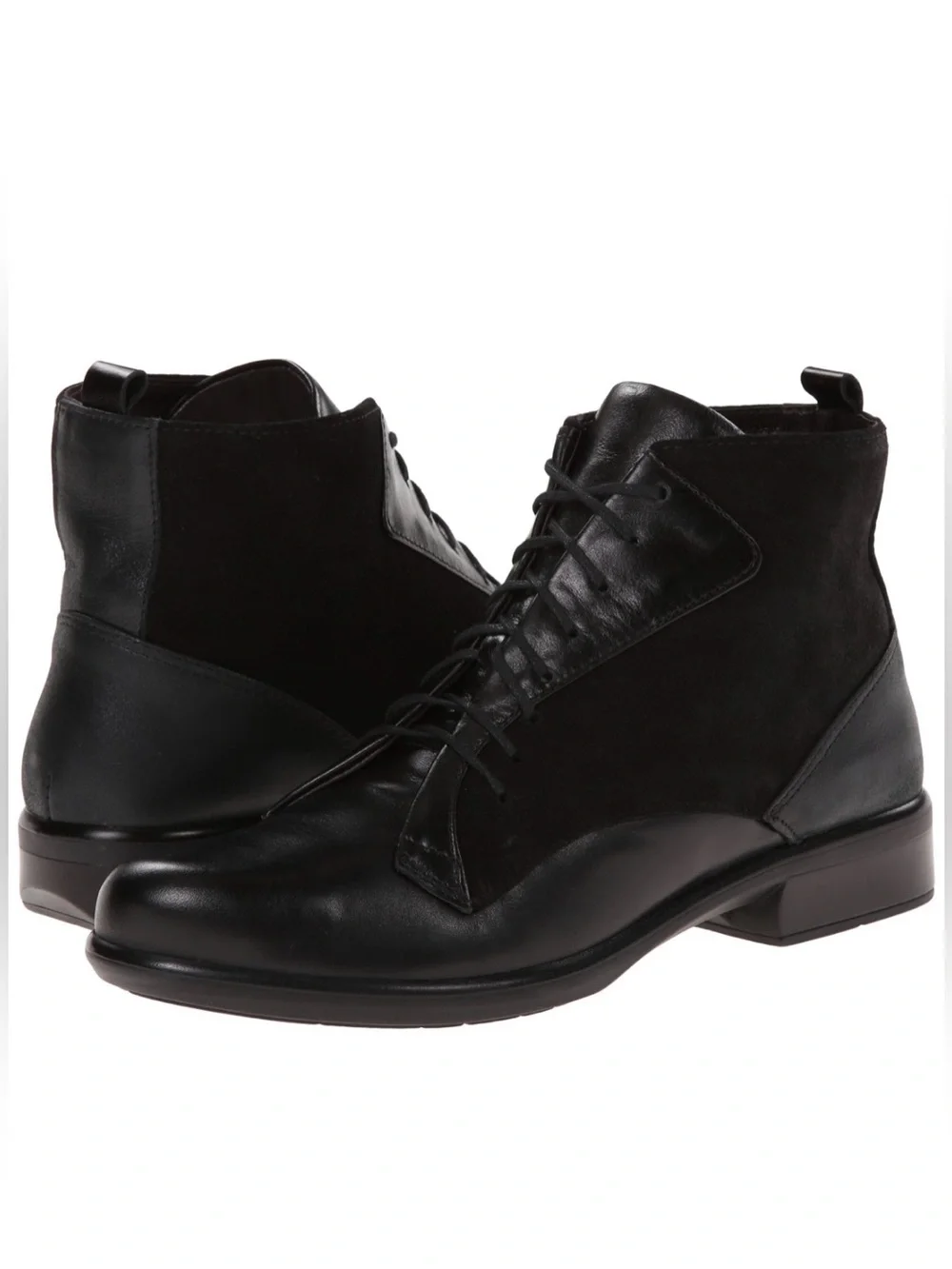 Naot Womens Size 42/ US 11 Black Mistral Leather & Suede Lace-Up Ankle Boots